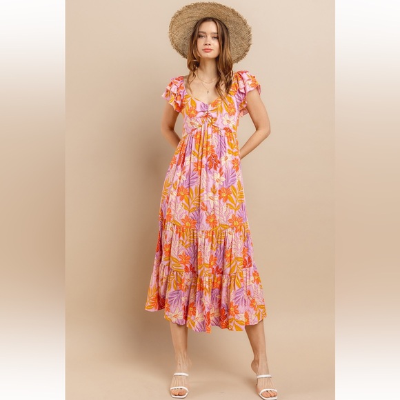 29 Beautiful Tiered Floral Print Midi Dress - Picture 2 of 7